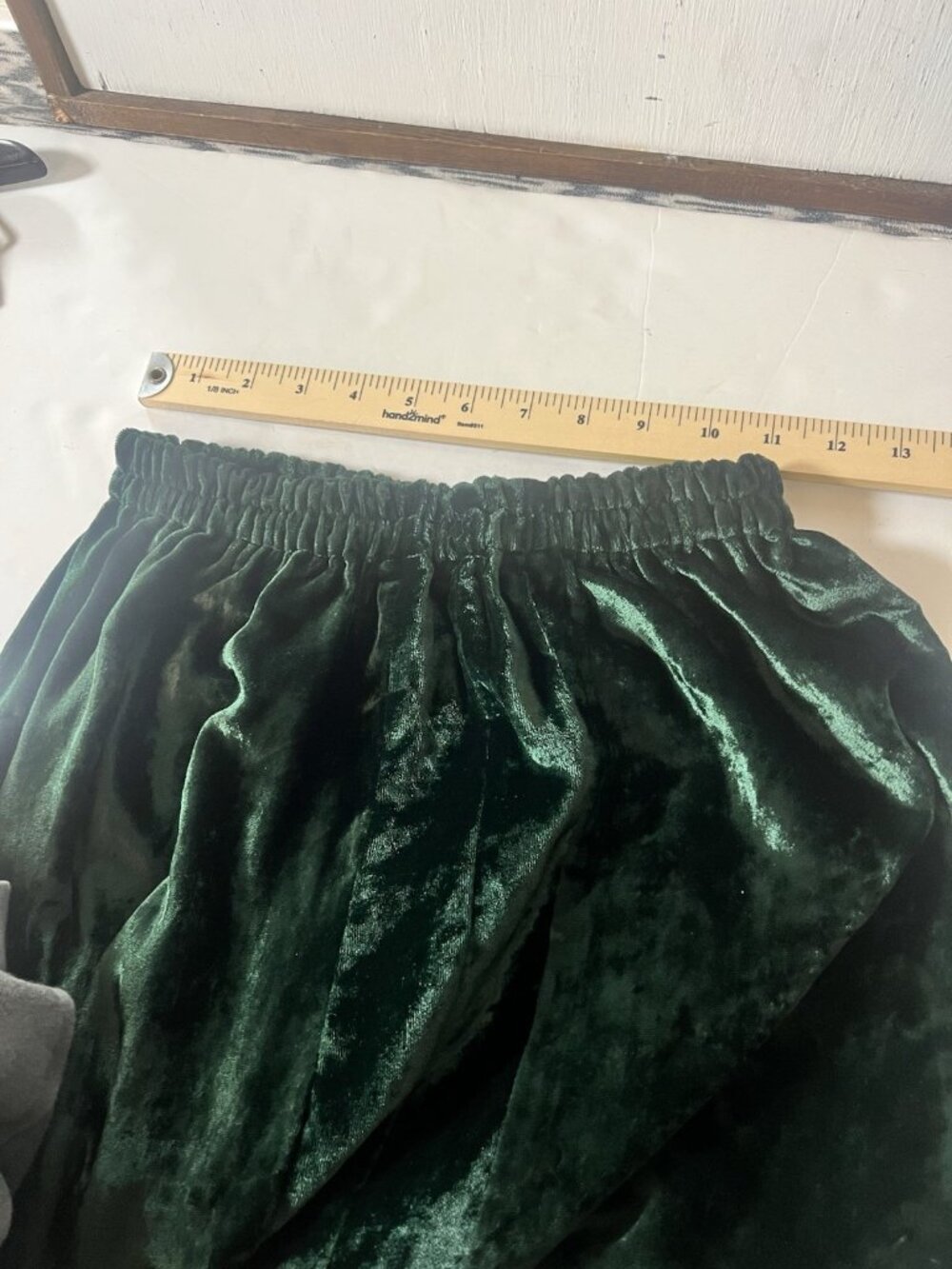OOAK Green Velvet Hippie Flare Bell Ruffle Womens Pants Whimsigoth Fairy M/ L - Picture 6 of 8